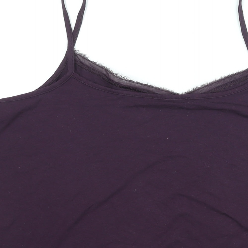 Marks & Spencer Womens Purple Viscose Basic Tank Size 20 V-Neck - Velvet Trim