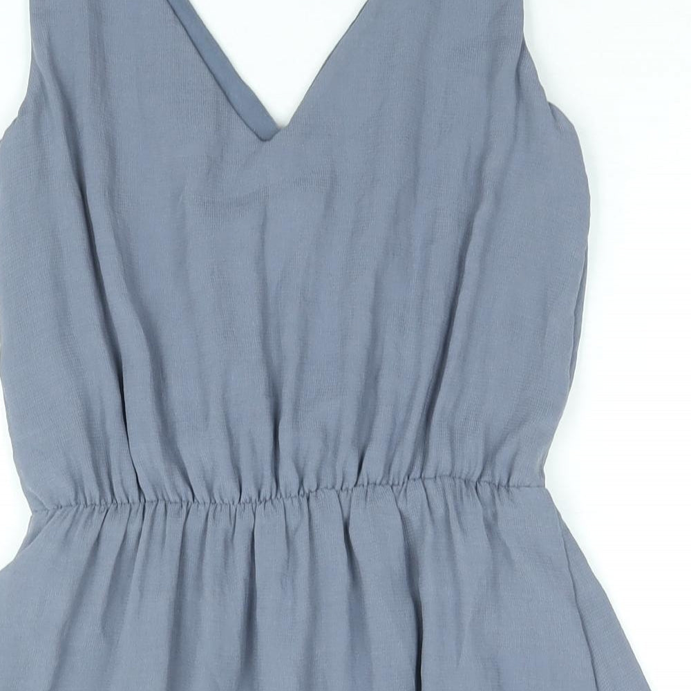 H&M Womens Blue Polyester A-Line Size 6 V-Neck Pullover