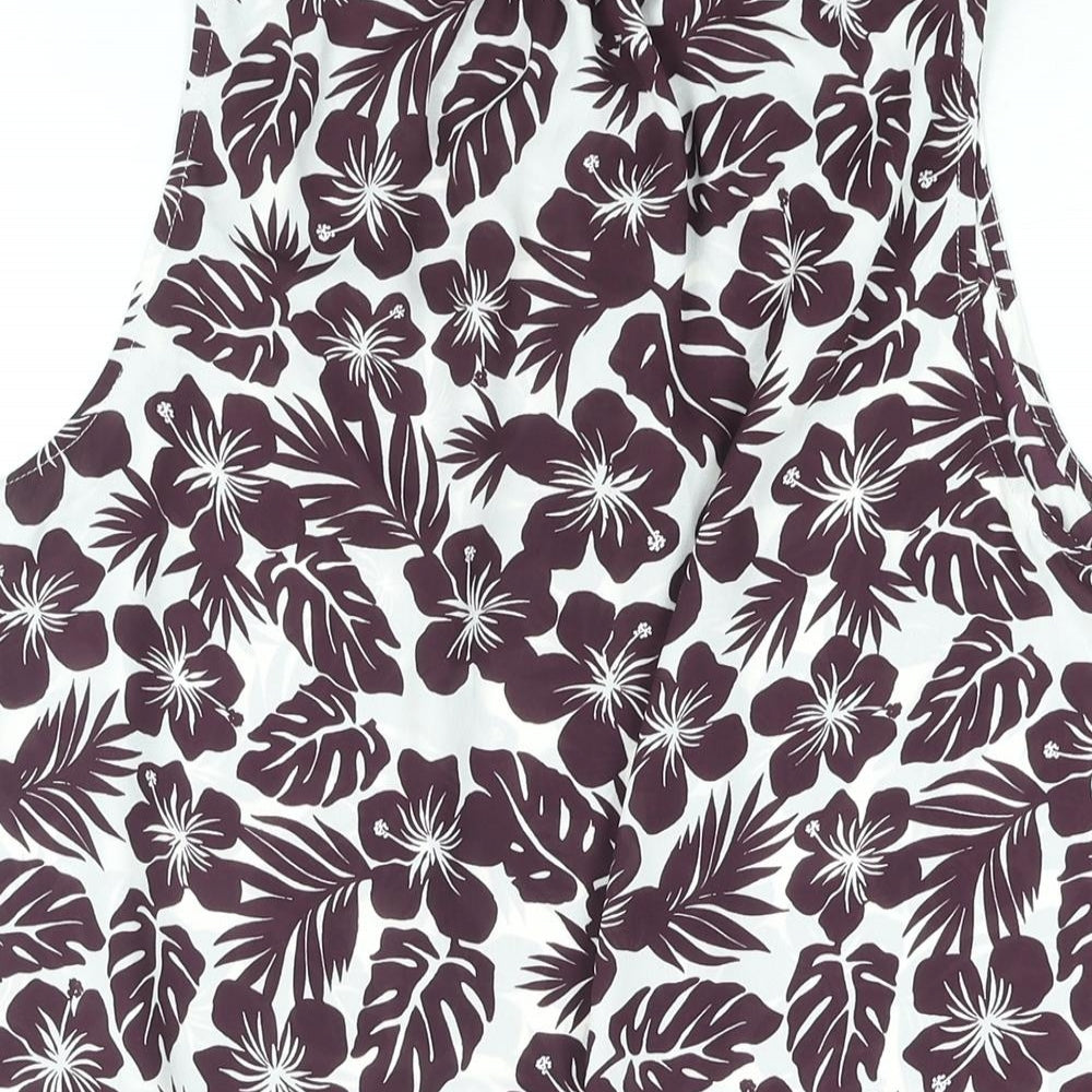 Marks & Spencer Womens Purple Floral Polyester Basic Blouse Size 10 Mock Neck