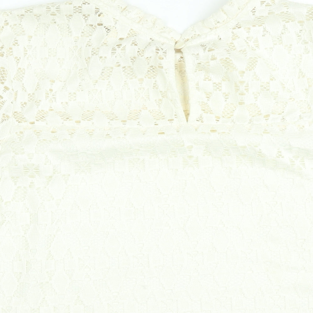 Faith & Joy Womens Ivory Polyester Basic Blouse Size XL Mock Neck