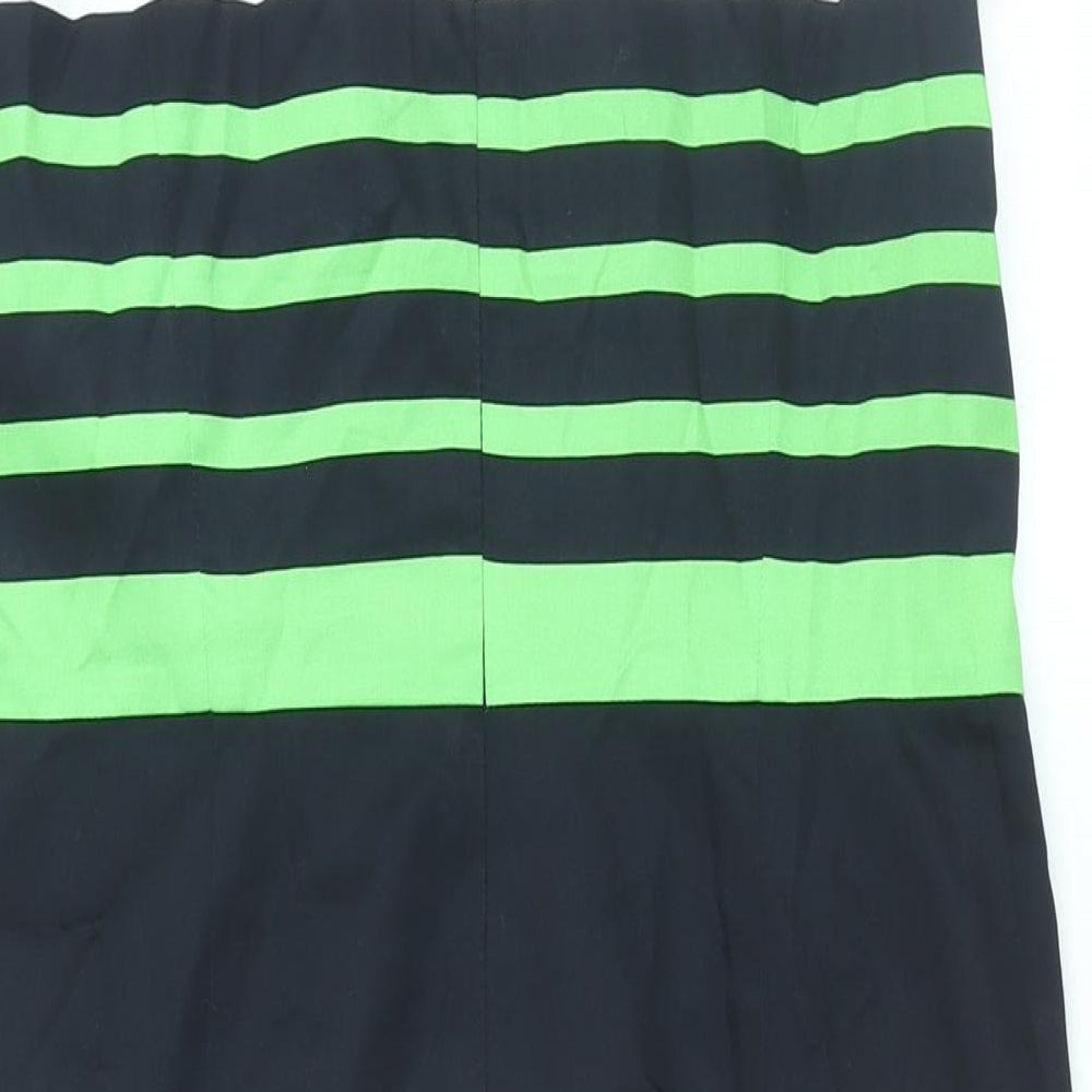 Gerry Weber Womens Blue Striped Cotton Shift Size 12 Round Neck Zip