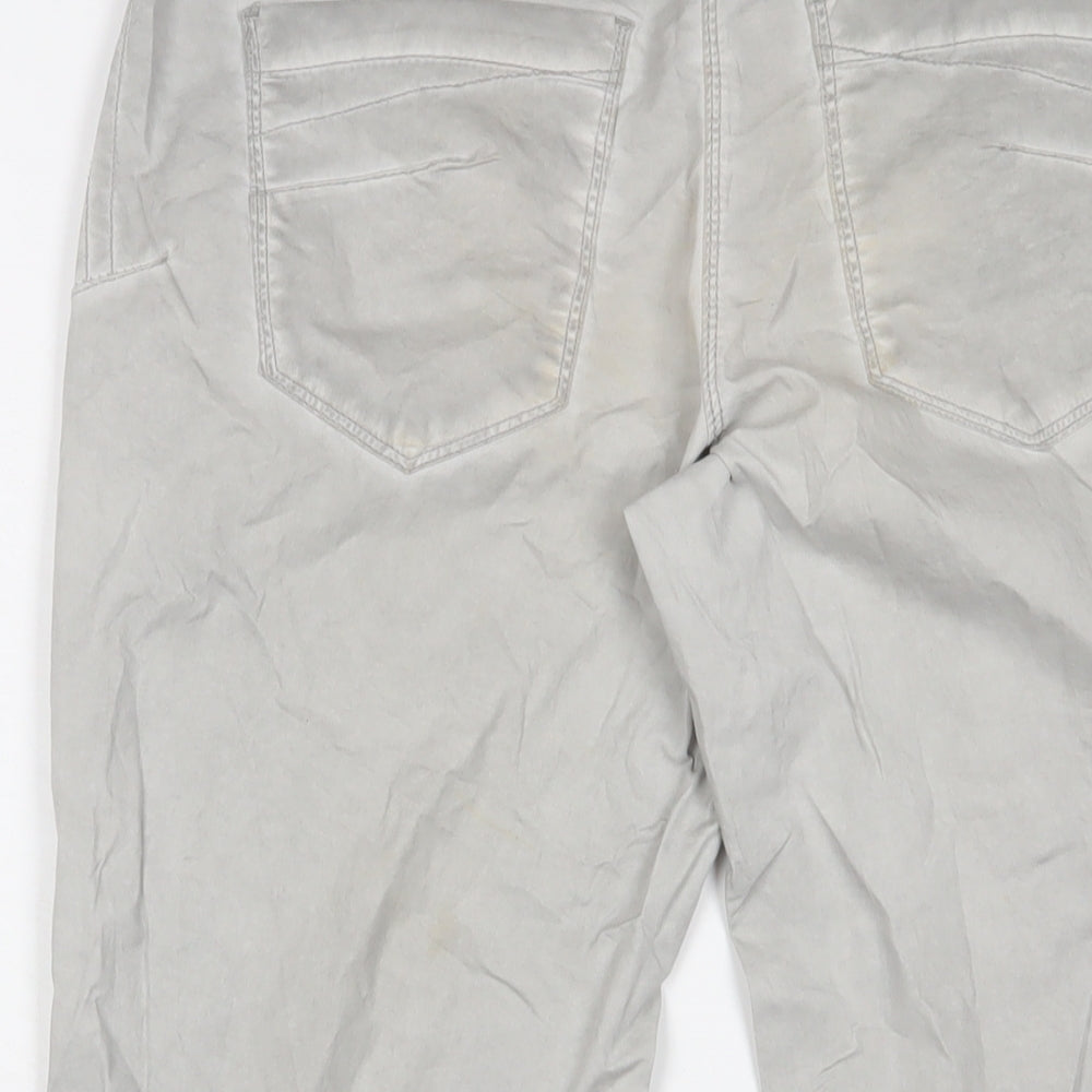 Cecil Womens Grey Cotton Capri Trousers Size 25 in L22 in Regular Button