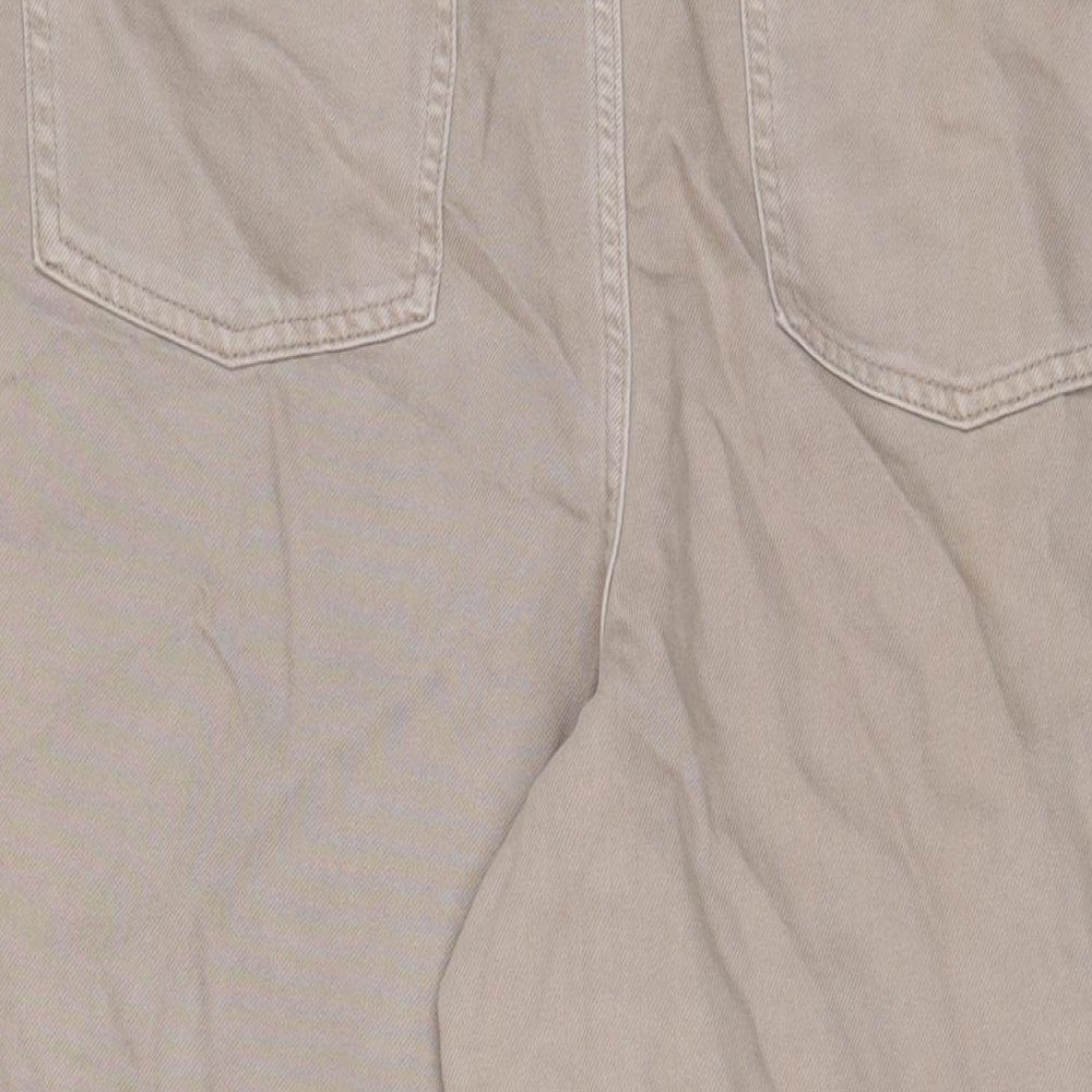 Marks & Spencer Womens Beige Cotton Wide-Leg Jeans Size 20 L23 in Regular Zip