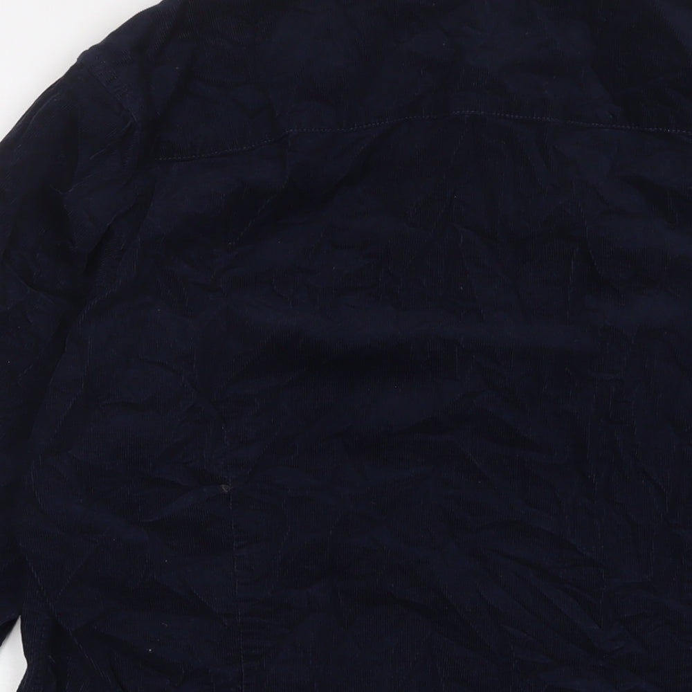 Next Mens Blue Cotton Button-Up Size L Collared Button