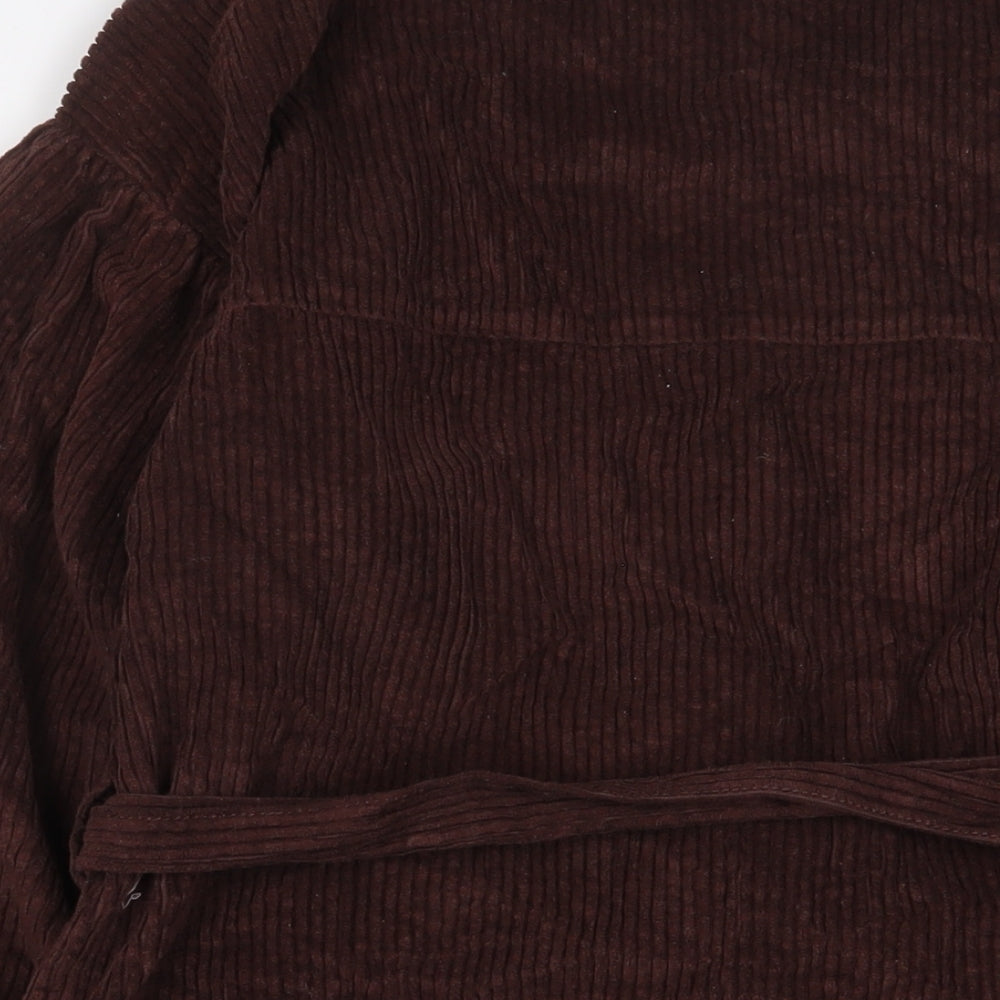 ASOS Womens Brown Cotton Sheath Size 10 V-Neck Button - Belted