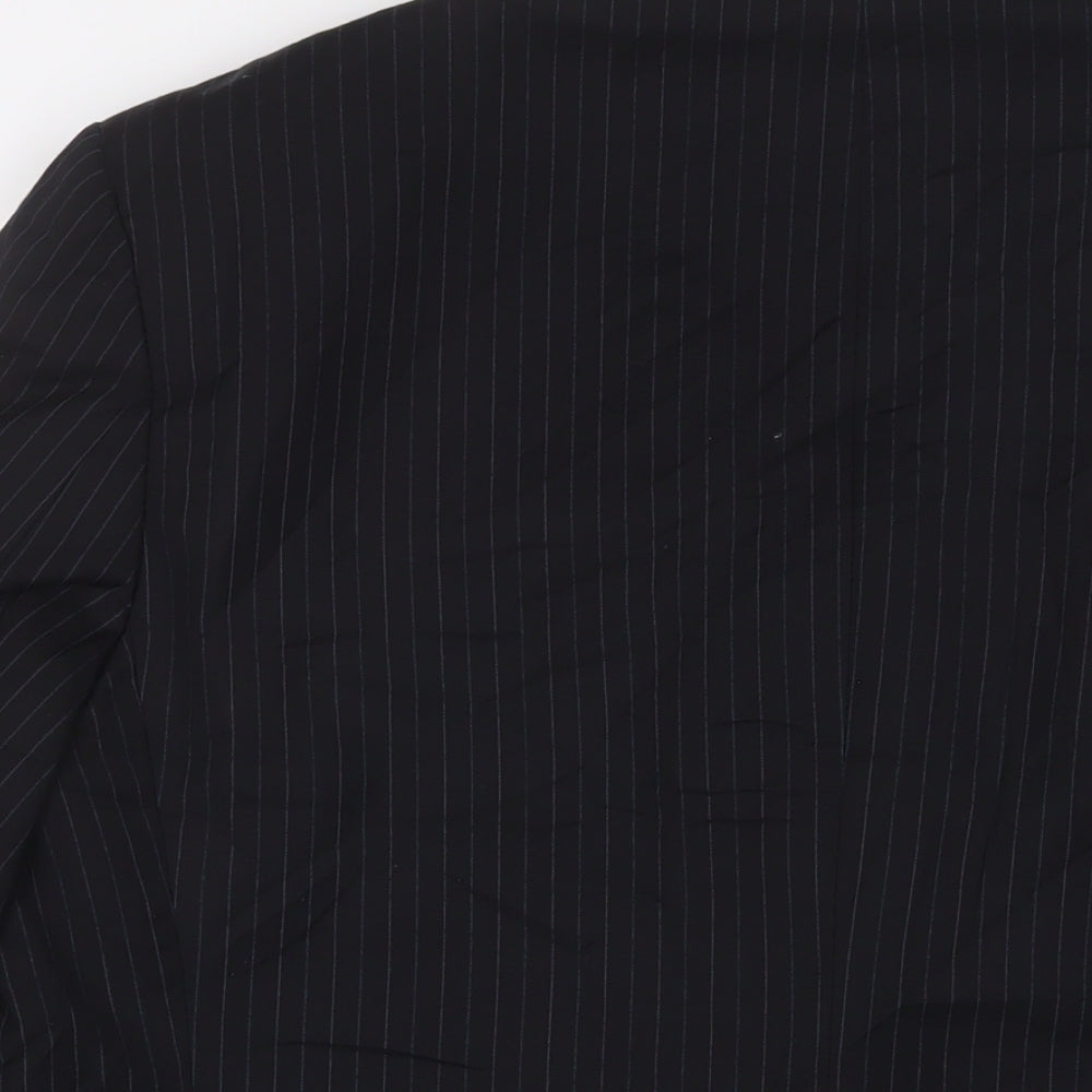 Marks & Spencer Mens Black Striped Polyester Jacket Suit Jacket Size 40 Regular