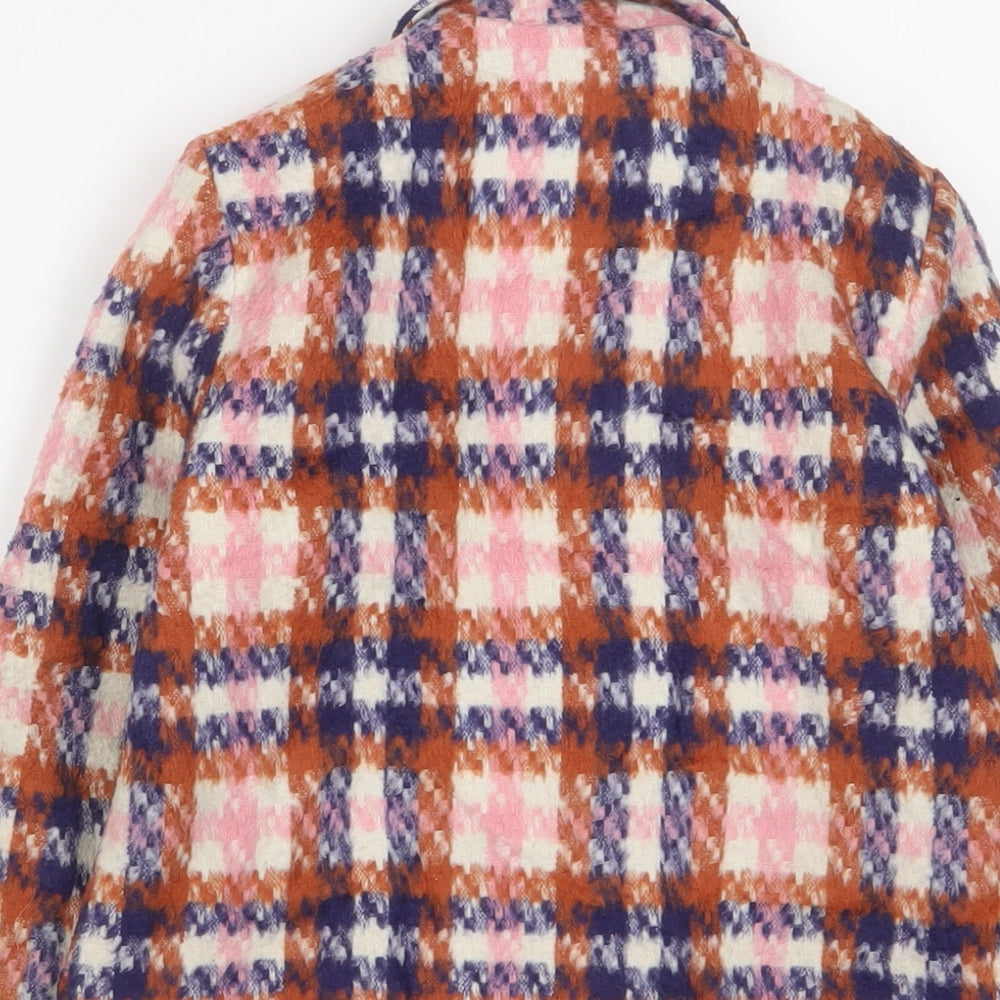 NEXT Girls Multicoloured Plaid Overcoat Coat Size 4 Years Button