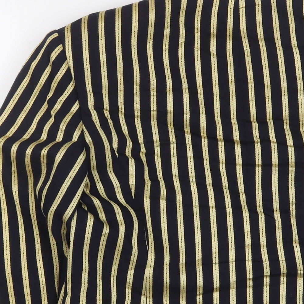 Precis Womens Black Striped Jacket Size 8 Button