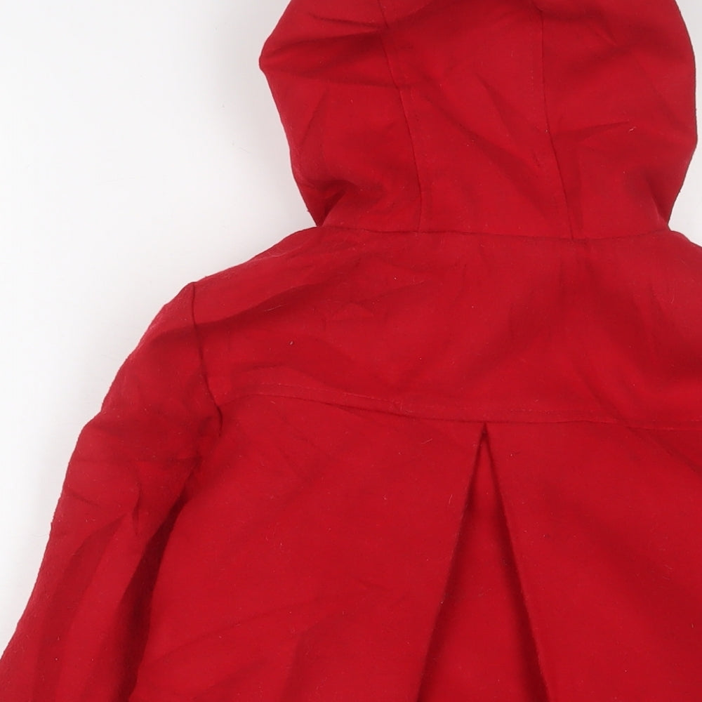 Marks & Spencer Girls Red Overcoat Coat Size 7-8 Years Button