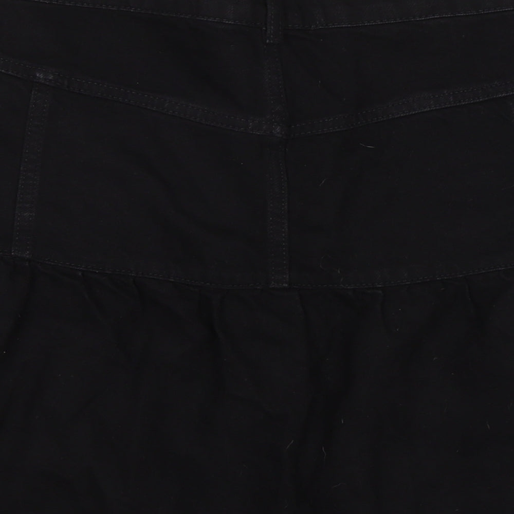 Topshop Womens Black Cotton A-Line Skirt Size 16 Zip