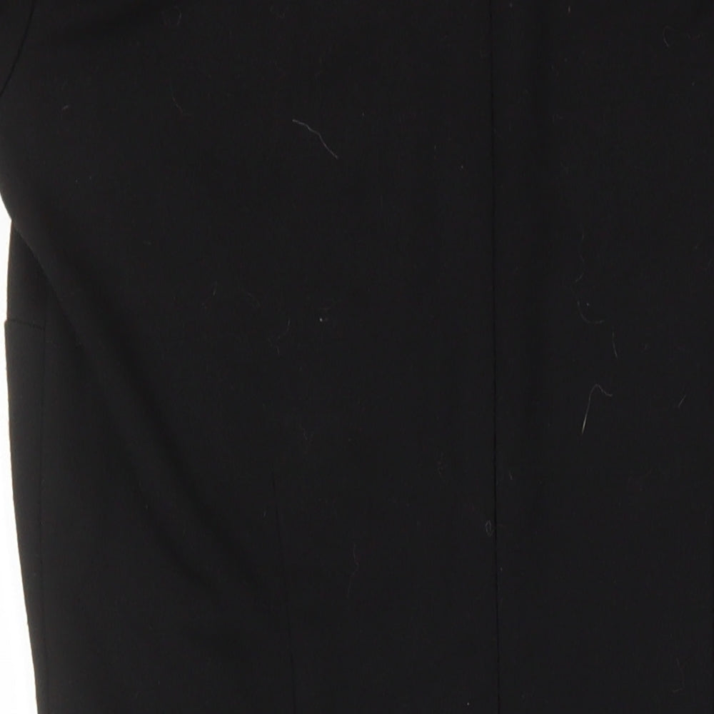 Warehouse Womens Black Trivinyl A-Line Size 6 Round Neck Zip