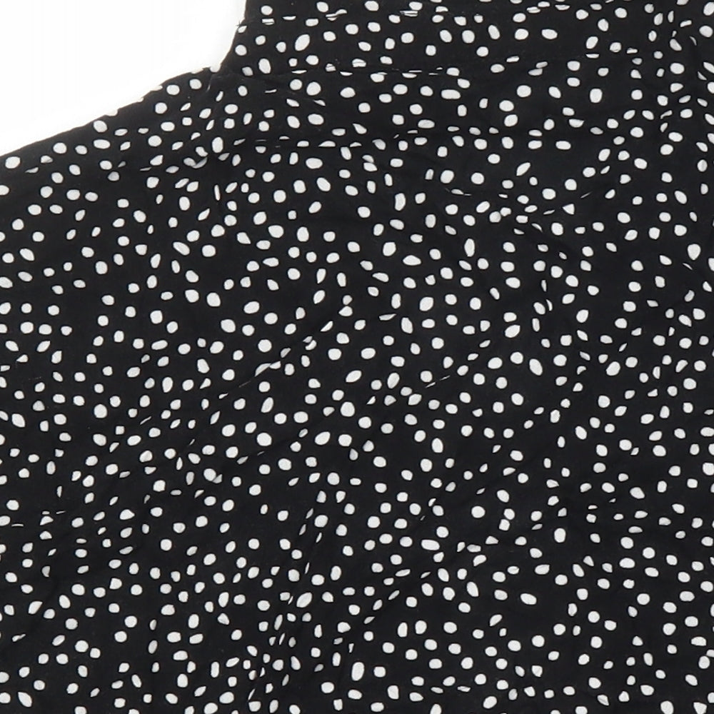 H&M Womens Black Polka Dot Viscose Tunic Blouse Size 8 Collared
