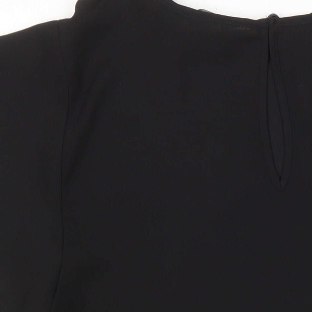 New Look Womens Black Polyester Tunic Blouse Size 8 Round Neck