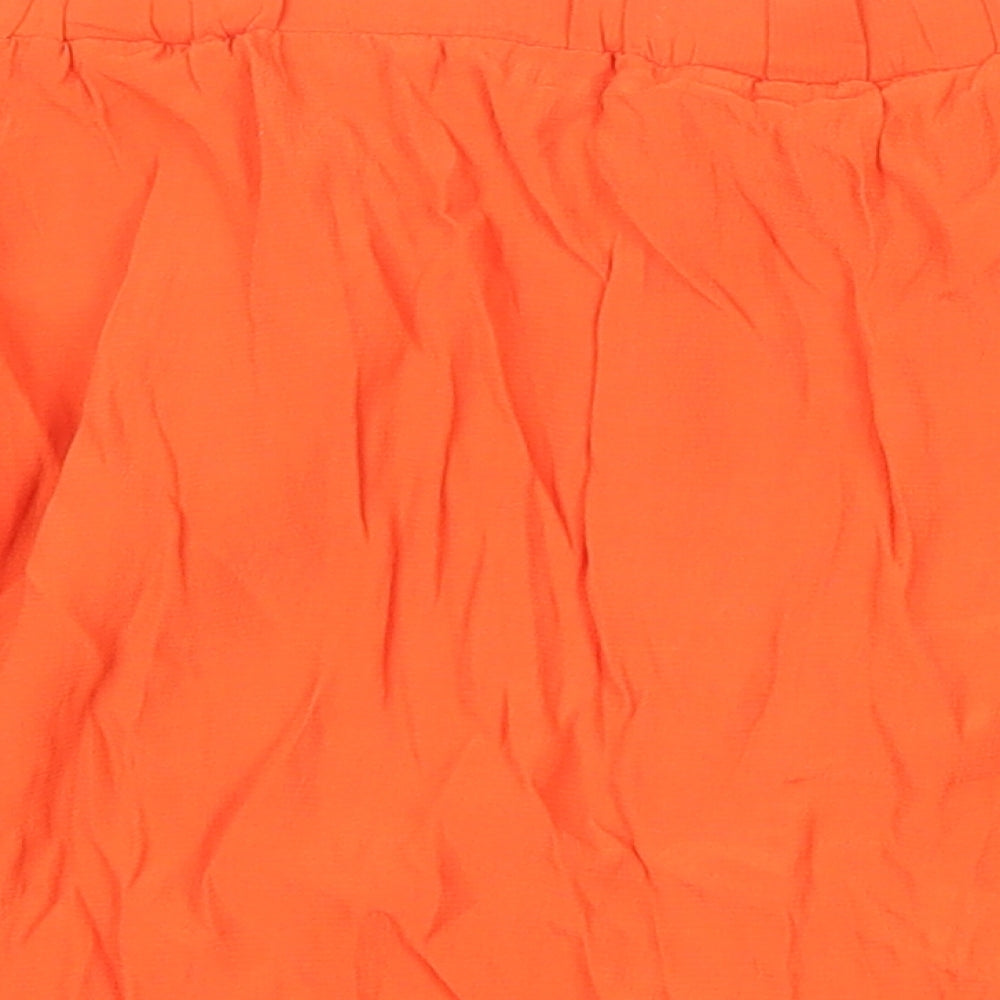 Warehouse Womens Orange Herringbone Viscose Tunic Blouse Size 12 Off the Shoulder
