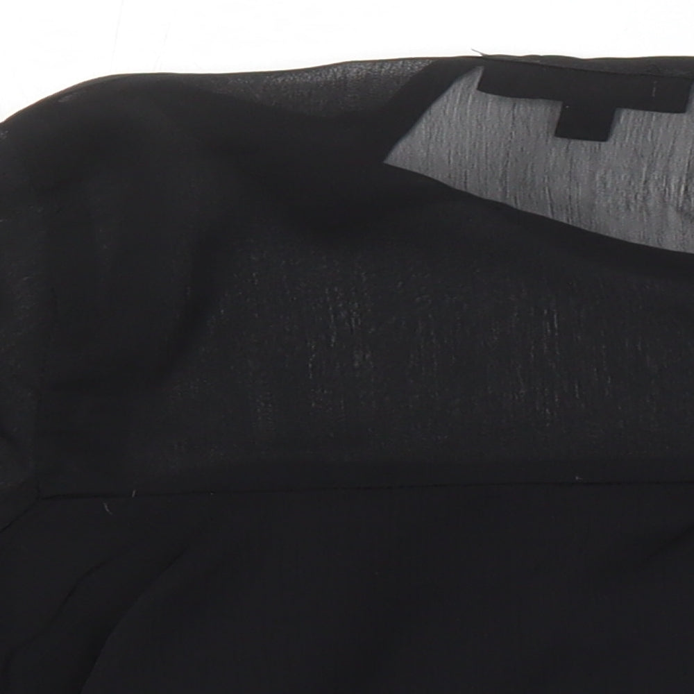 Missguided Womens Black Polyester Cropped Blouse Size 10 Round Neck