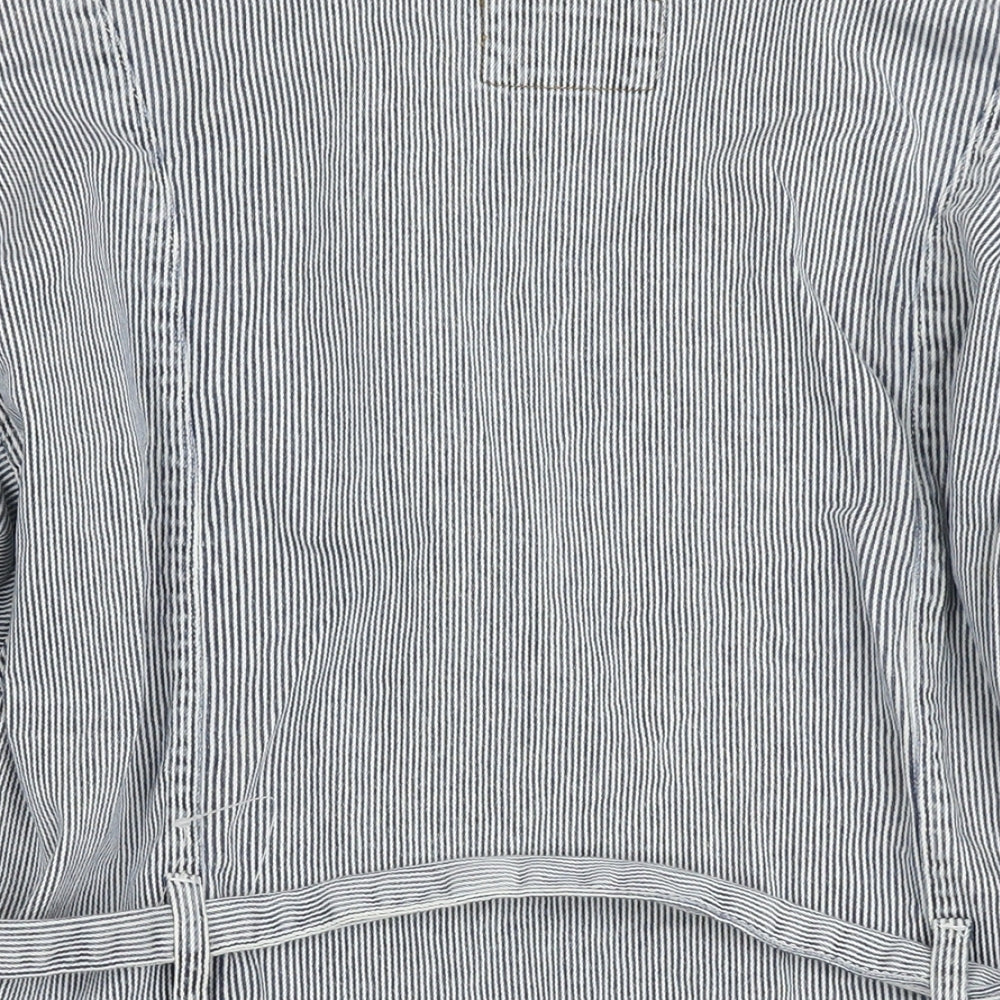 Per Una Womens Blue Striped Jacket Size 16 Button