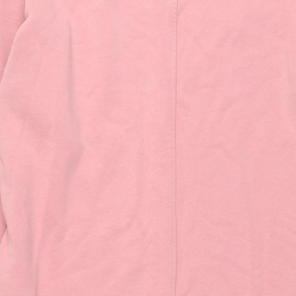 Marks and Spencer Womens Pink Cotton Jumper Dress Size 14 Round Neck Pullover - Pockets