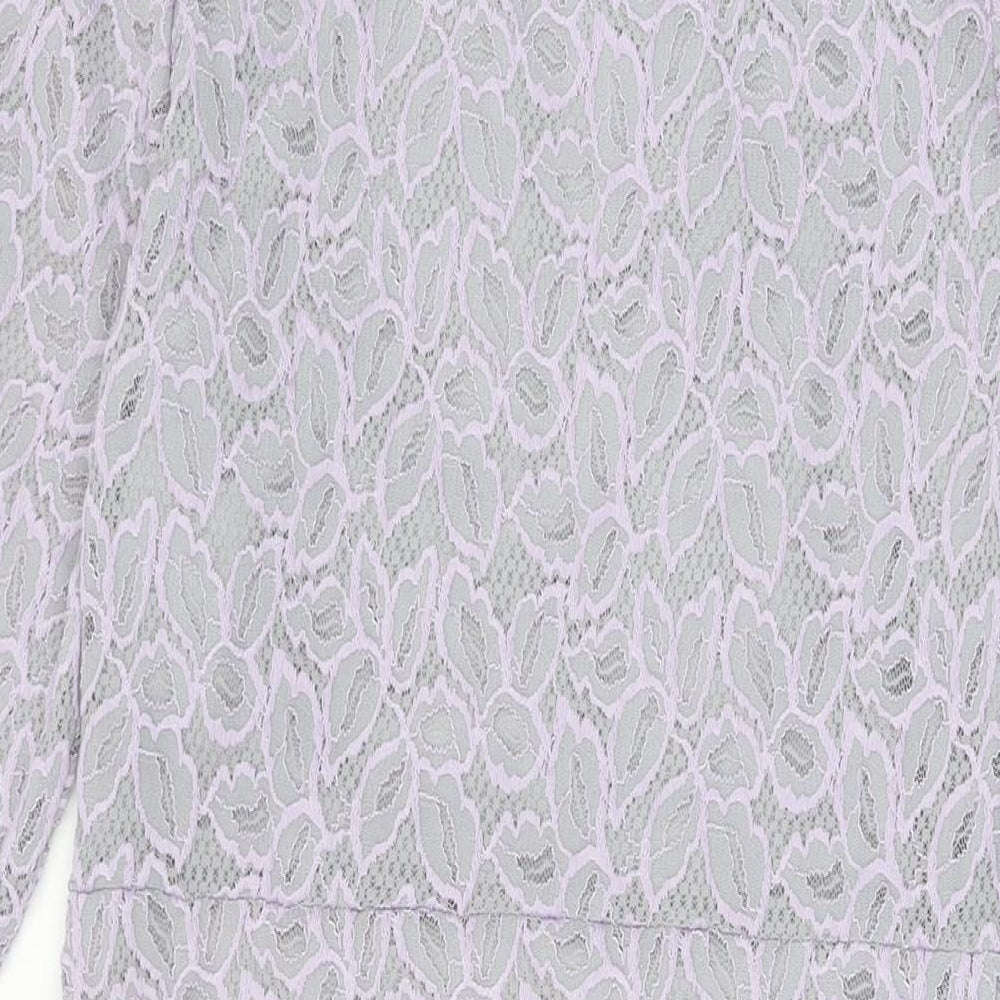Marks & Spencer Womens Grey Floral Polyamide Bodycon Size 12 Round Neck Pullover