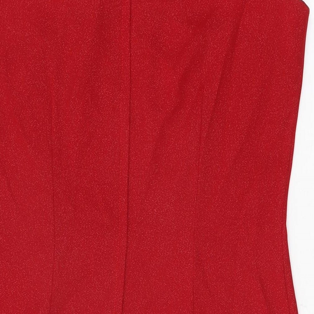 OPUS Womens Red Polyester Shift Size 12 Round Neck Zip