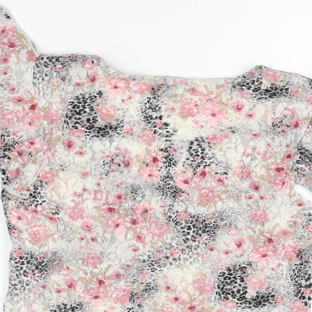 Per Una Womens Multicoloured Floral Polyamide Basic T-Shirt Size 12 V-Neck