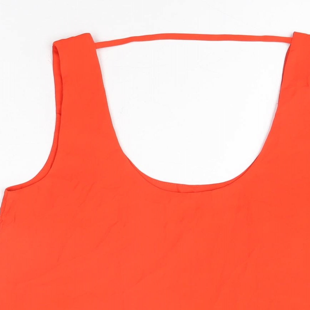 Oasis Womens Red Polyester Basic T-Shirt Size 10 Scoop Neck