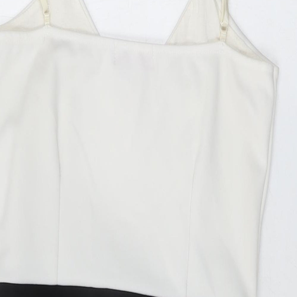 Signature Womens Beige Polyester Bodycon Size 14 V-Neck Pullover