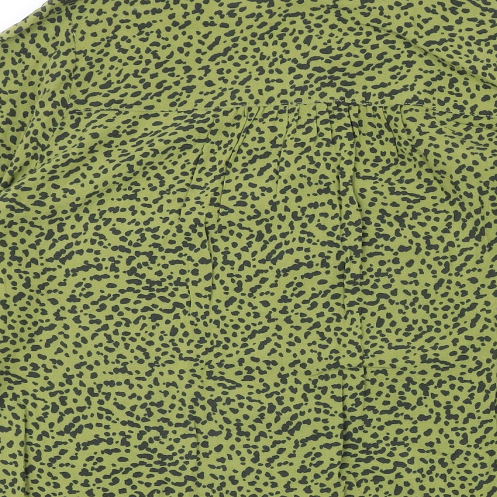 H&M Womens Green Viscose Basic Button-Up Size 4 Crew Neck