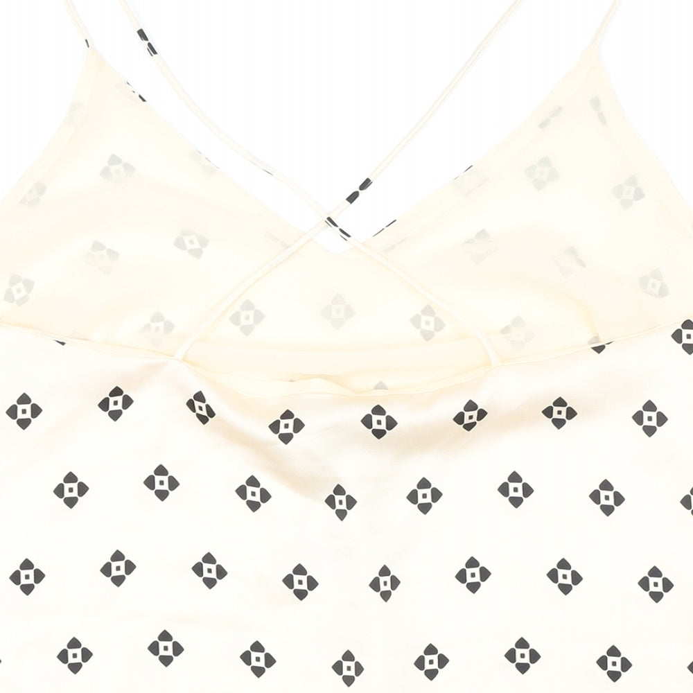 H&M Womens Ivory Polyester Camisole Button-Up Size M V-Neck