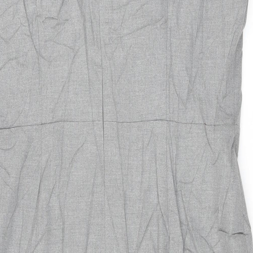 Marks & Spencer Womens Grey Polyester Pencil Dress Size 16 Round Neck Zip