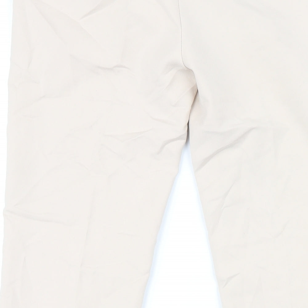 Zara Womens Beige Cotton Trousers Size M L27 in Regular Zip