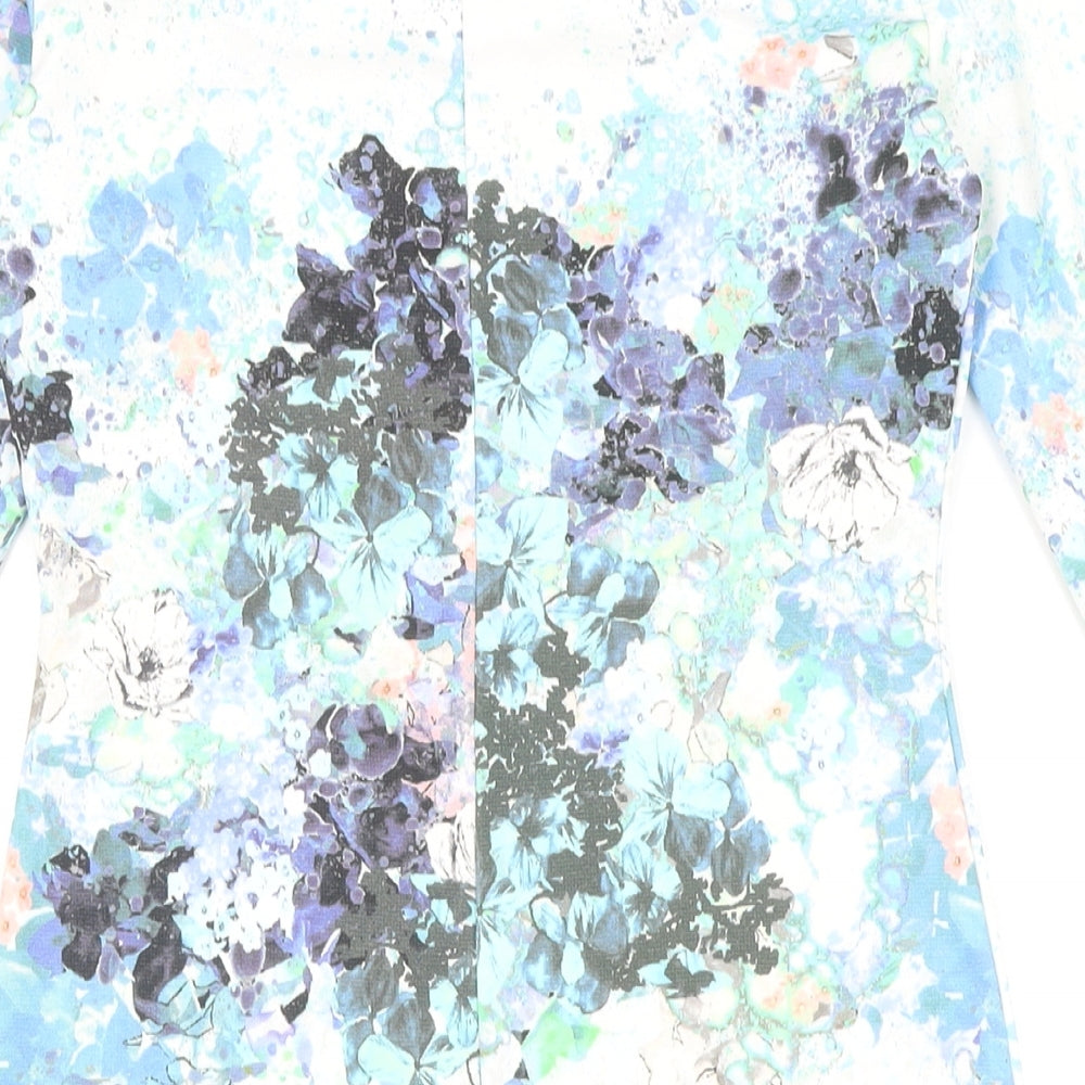 H&M Womens Multicoloured Floral Polyester Pencil Dress Size S Round Neck