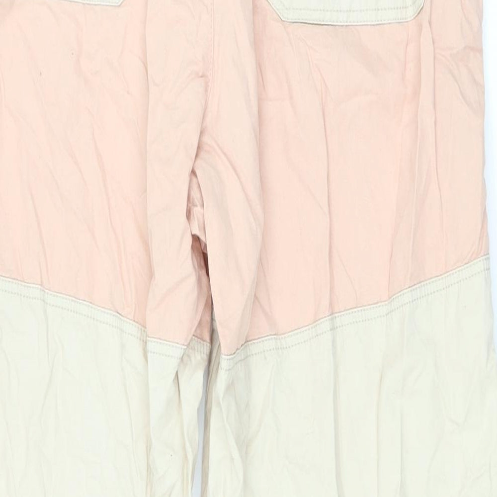 Bershka Womens Pink Cotton Trousers Size M L30 in Regular Zip