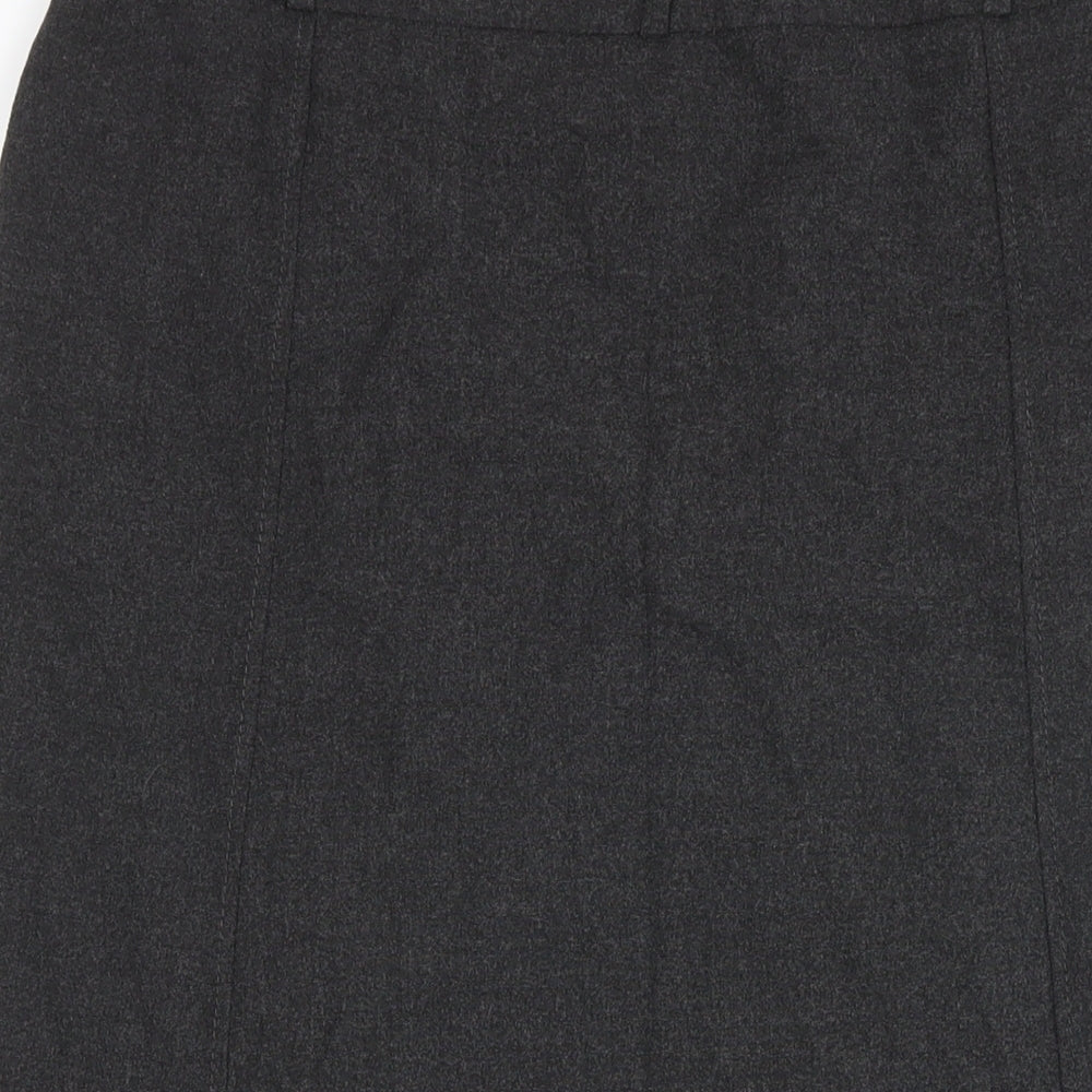 Marks & Spencer Womens Grey Polyester A-Line Skirt Size 14 Zip