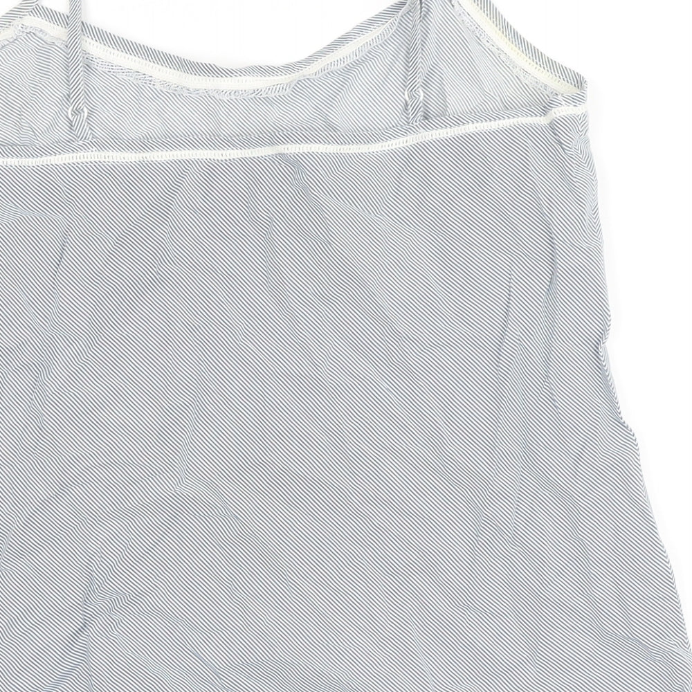 Mango Womens Blue Striped Cotton Camisole Button-Up Size M Scoop Neck