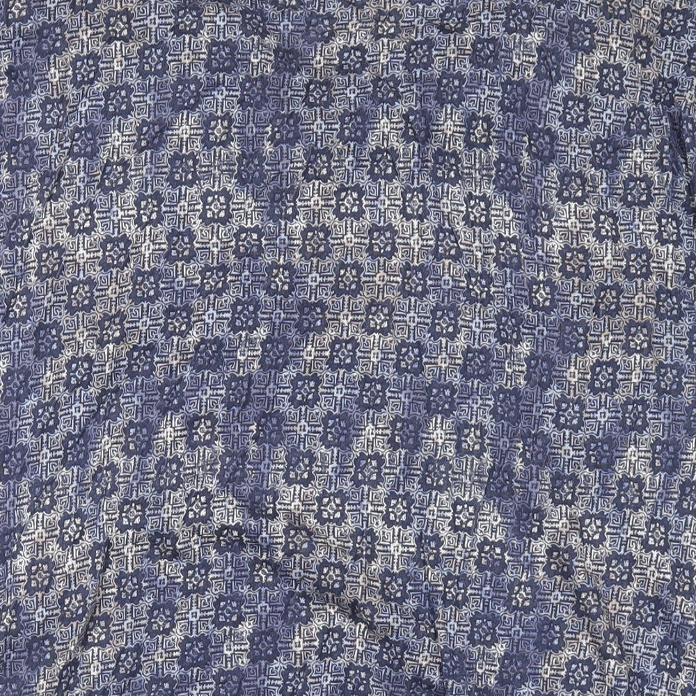 TOM TAILOR Womens Blue Geometric Cotton Basic T-Shirt Size XL Cowl Neck