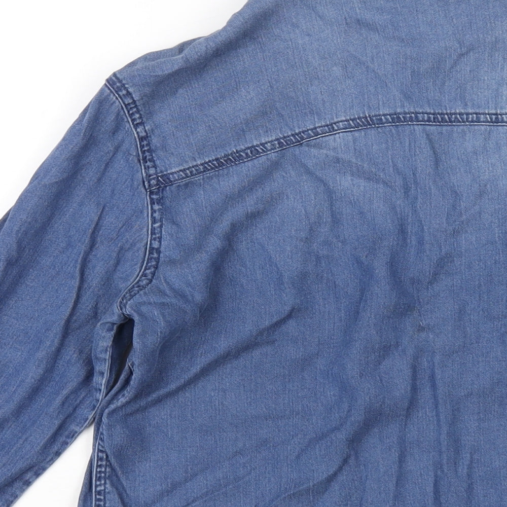 VILA Womens Blue Lyocell Basic Button-Up Size S Collared