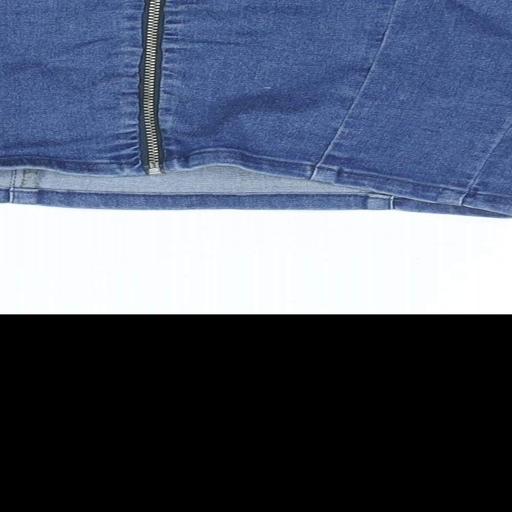 Topshop Womens Blue Cotton Cropped Blouse Size 12 Square Neck - Bandeau