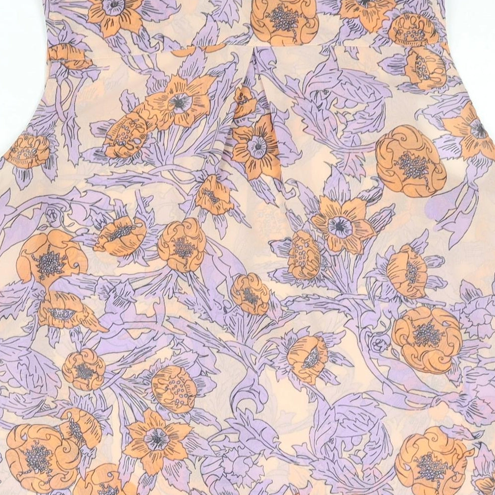 H&M Womens Multicoloured Floral Polyester Basic Blouse Size 6 Collared