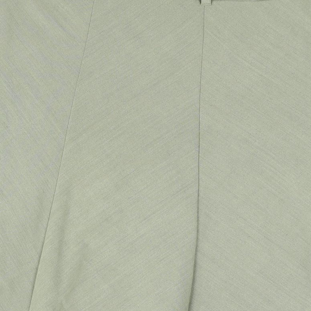 Marks & Spencer Womens Beige Polyester A-Line Skirt Size 14 Zip - Belted