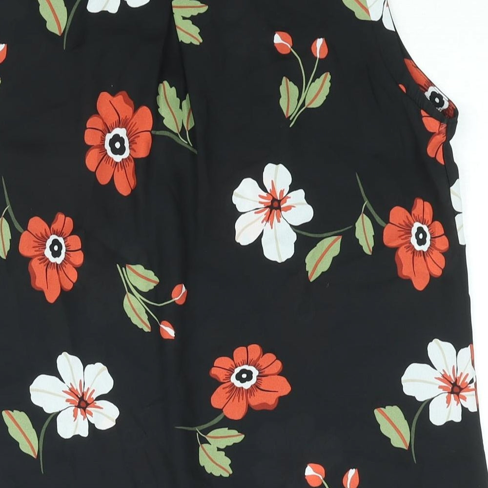 Marks & Spencer Womens Black Floral Polyester Camisole Blouse Size 10 Round Neck