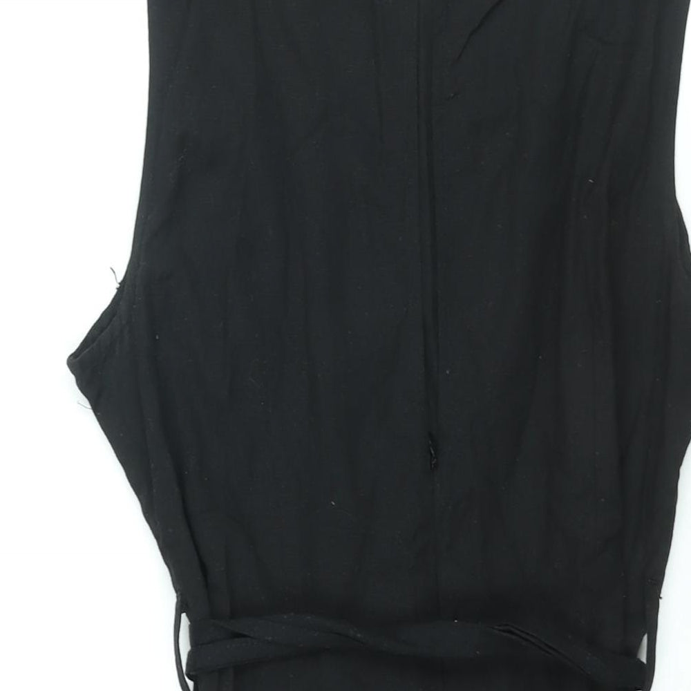 ASOS Womens Black Cotton Fit & Flare Size 14 Round Neck Button - Belted