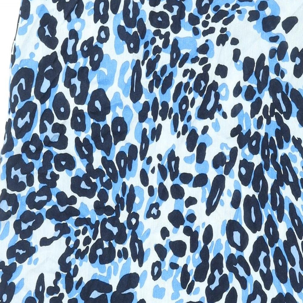 Marks & Spencer Womens Blue Geometric Viscose Tank Dress Size 8 Scoop Neck Pullover