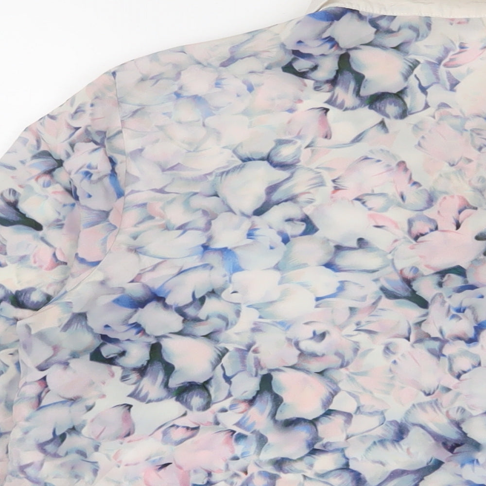 Limited Collection Womens Purple Floral Polyester Basic Button-Up Size 14 Collared
