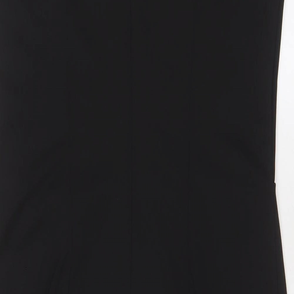 Roman Womens Black Polyester Sheath Size 14 Crew Neck Button