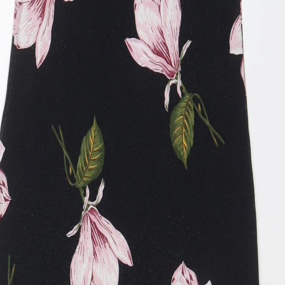 ASOS Womens Grey Floral Viscose Bodycon Size 10 Scoop Neck Pullover