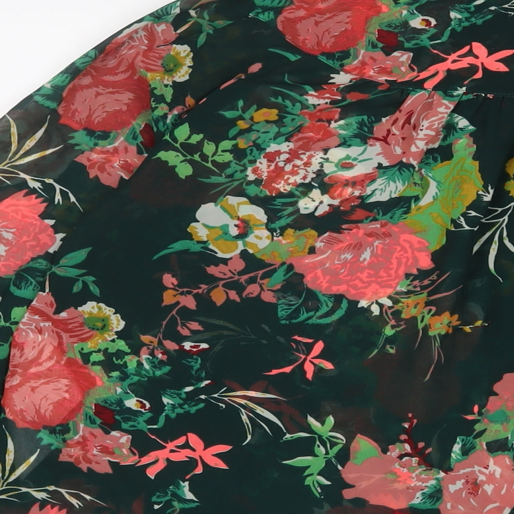 Only Womens Green Floral Polyester Basic Button-Up Size 18 Collared