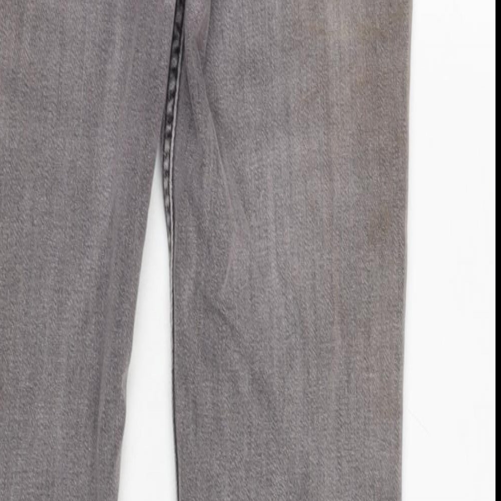 Marks & Spencer Womens Grey Cotton Blend Straight Jeans Size 14 L29 in Regular Zip