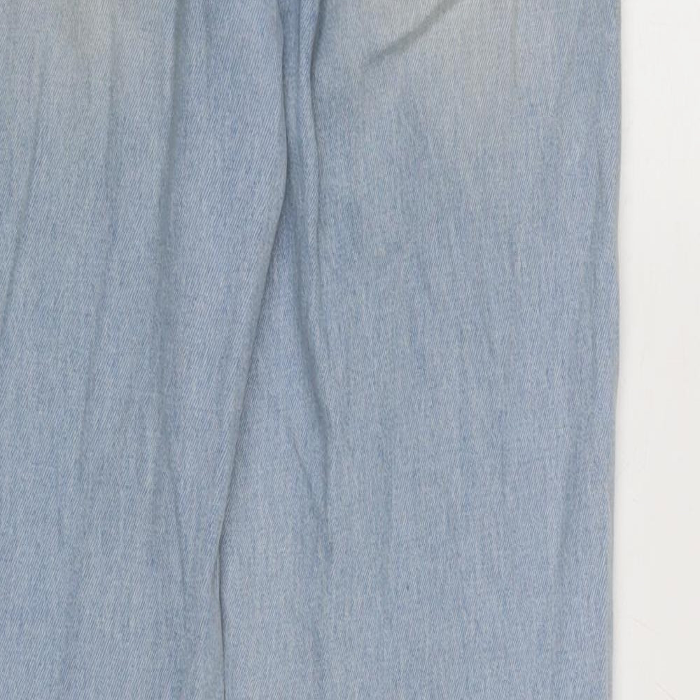 H&M Womens Blue Cotton Straight Jeans Size 4 L29 in Regular Zip