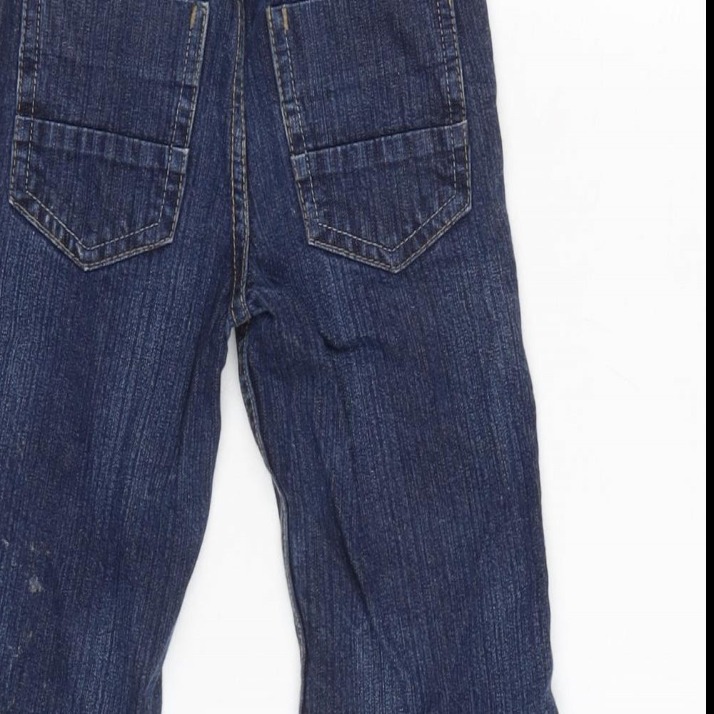 Tu Girls Blue Cotton Capri Jeans Size 18-24 Months Button - Waist 18In-Inside Leg 13In.