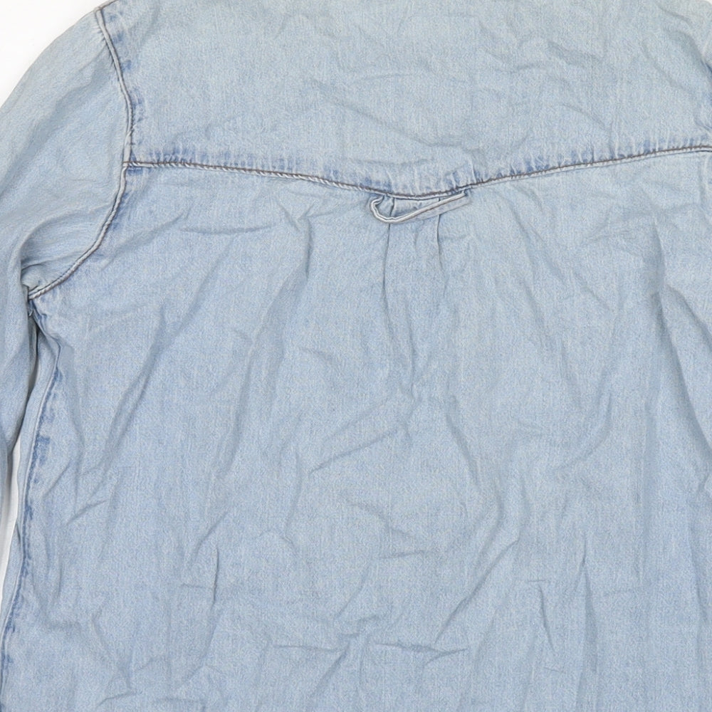 ASOS Womens Blue Cotton Basic Button-Up Size 6 Collared